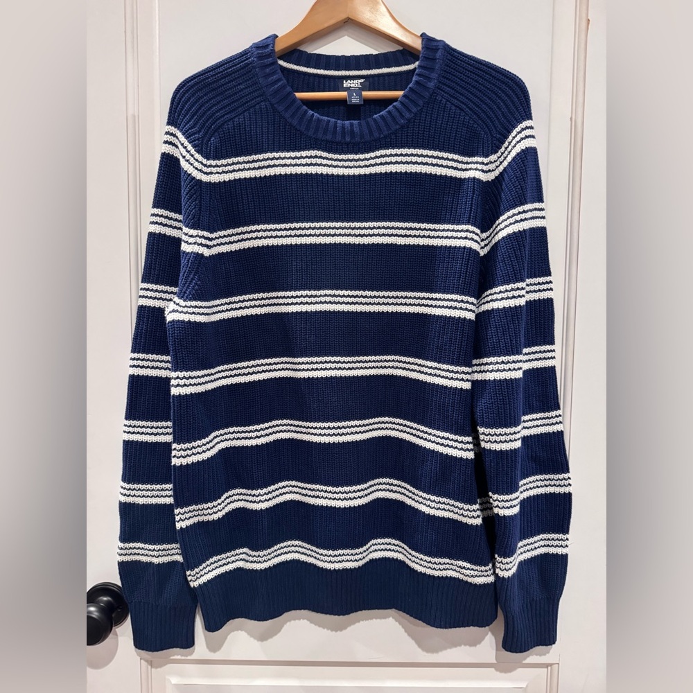 Lands’ End 100% cotton drifter crewneck knit sweater size Large (42-44)